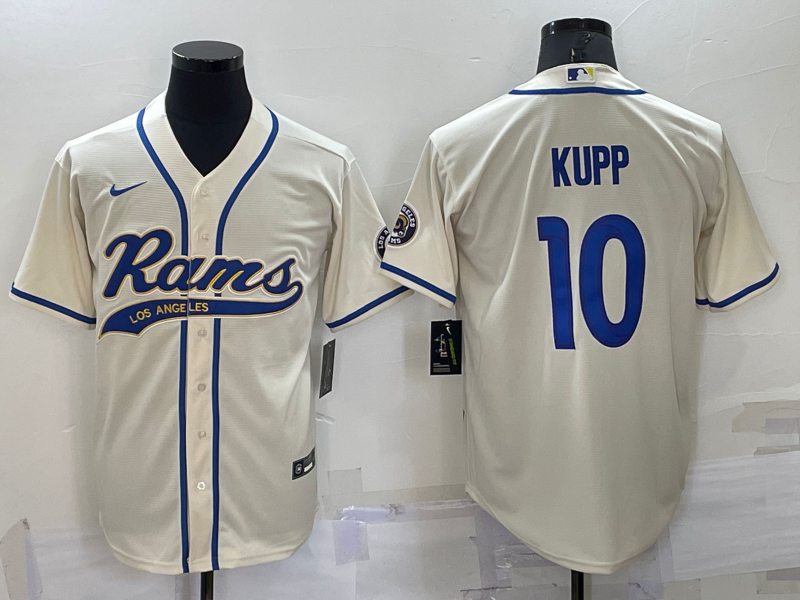 Men's Bone Los Angeles Rams #10 Cooper Kupp Cool Base Stitched Baseball Jersey